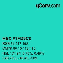 Color code: HEX #1FD9C0 | qconv.com