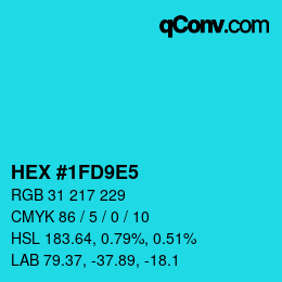 颜色代码: HEX #1FD9E5 | qconv.com
