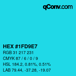 颜色代码: HEX #1FD9E7 | qconv.com