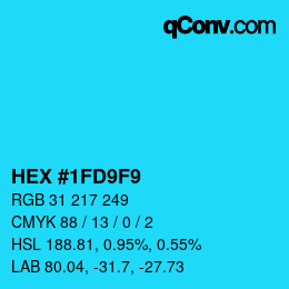 カラーコード: HEX #1FD9F9 | qconv.com