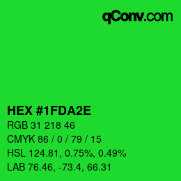 カラーコード: HEX #1FDA2E | qconv.com