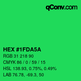 カラーコード: HEX #1FDA5A | qconv.com