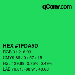 カラーコード: HEX #1FDA5D | qconv.com