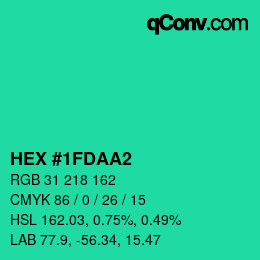カラーコード: HEX #1FDAA2 | qconv.com