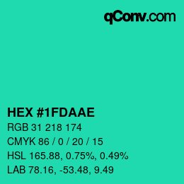 Color code: HEX #1FDAAE | qconv.com
