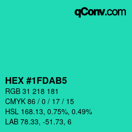 Color code: HEX #1FDAB5 | qconv.com