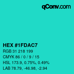 Color code: HEX #1FDAC7 | qconv.com