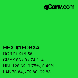 颜色代码: HEX #1FDB3A | qconv.com