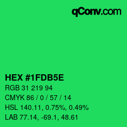 颜色代码: HEX #1FDB5E | qconv.com