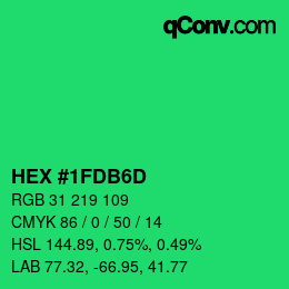 颜色代码: HEX #1FDB6D | qconv.com