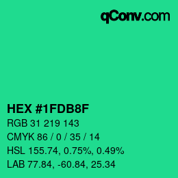 カラーコード: HEX #1FDB8F | qconv.com