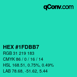 カラーコード: HEX #1FDBB7 | qconv.com