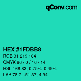 Color code: HEX #1FDBB8 | qconv.com