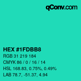 Color code: HEX #1FDBB8 | qconv.com