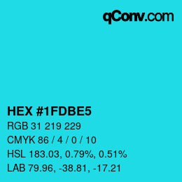 颜色代码: HEX #1FDBE5 | qconv.com