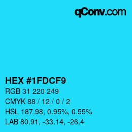 カラーコード: HEX #1FDCF9 | qconv.com