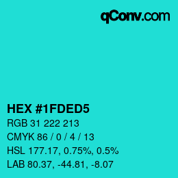 Color code: HEX #1FDED5 | qconv.com