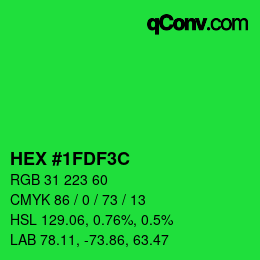 Color code: HEX #1FDF3C | qconv.com