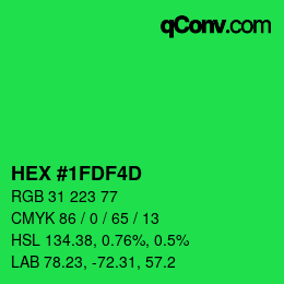 カラーコード: HEX #1FDF4D | qconv.com