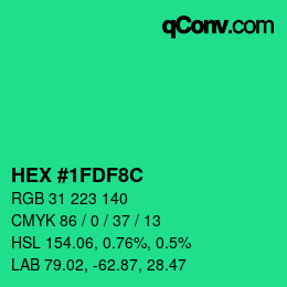 カラーコード: HEX #1FDF8C | qconv.com