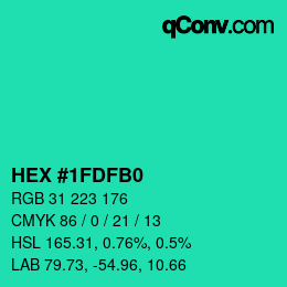 カラーコード: HEX #1FDFB0 | qconv.com