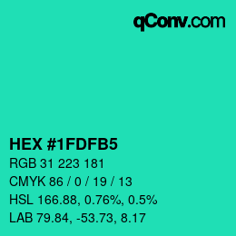 Color code: HEX #1FDFB5 | qconv.com