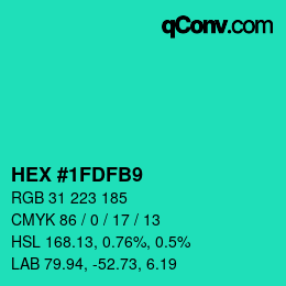 Color code: HEX #1FDFB9 | qconv.com