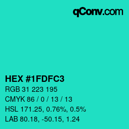 カラーコード: HEX #1FDFC3 | qconv.com