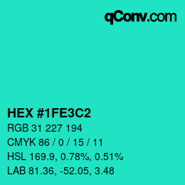 Color code: HEX #1FE3C2 | qconv.com