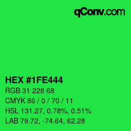 カラーコード: HEX #1FE444 | qconv.com