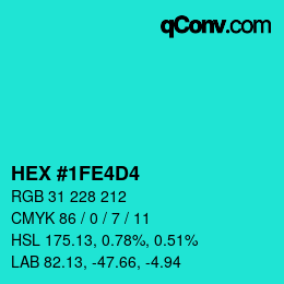 Color code: HEX #1FE4D4 | qconv.com