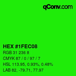 Color code: HEX #1FEC08 | qconv.com