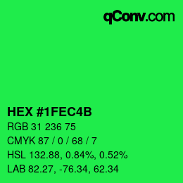 Color code: HEX #1FEC4B | qconv.com