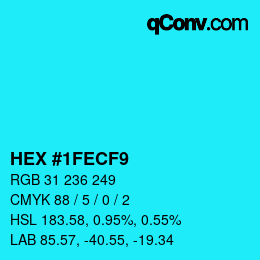 颜色代码: HEX #1FECF9 | qconv.com