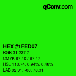 Color code: HEX #1FED07 | qconv.com