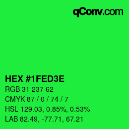 カラーコード: HEX #1FED3E | qconv.com
