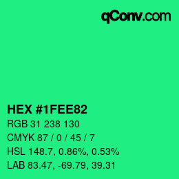カラーコード: HEX #1FEE82 | qconv.com