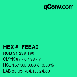 颜色代码: HEX #1FEEA0 | qconv.com