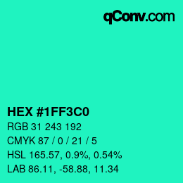 カラーコード: HEX #1FF3C0 | qconv.com