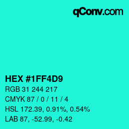 Color code: HEX #1FF4D9 | qconv.com