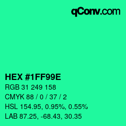 Color code: HEX #1FF99E | qconv.com
