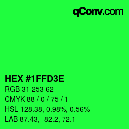 カラーコード: HEX #1FFD3E | qconv.com