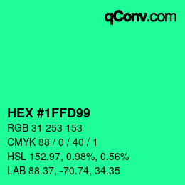 Color code: HEX #1FFD99 | qconv.com