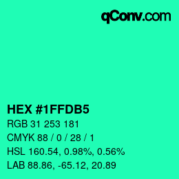 カラーコード: HEX #1FFDB5 | qconv.com