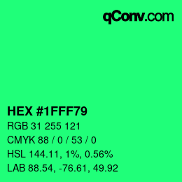Color code: HEX #1FFF79 | qconv.com
