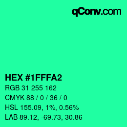 カラーコード: HEX #1FFFA2 | qconv.com