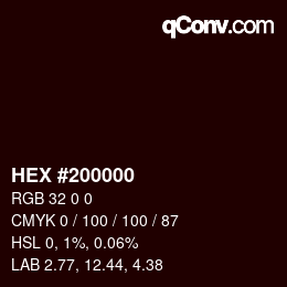 カラーコード: HEX #200000 | qconv.com