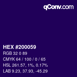 カラーコード: HEX #200059 | qconv.com