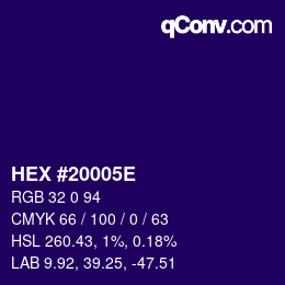 Color code: HEX #20005E | qconv.com