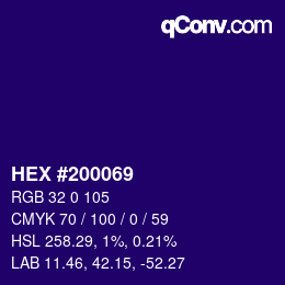 カラーコード: HEX #200069 | qconv.com